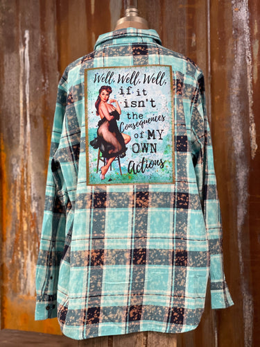 Well Well Well Art Flannel- Distressed Seaglass SALE!